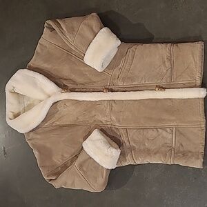 WILSONS LEATHER TAN SUEDE FUR LINED COAT WITH TOGGLE BUTTONS
